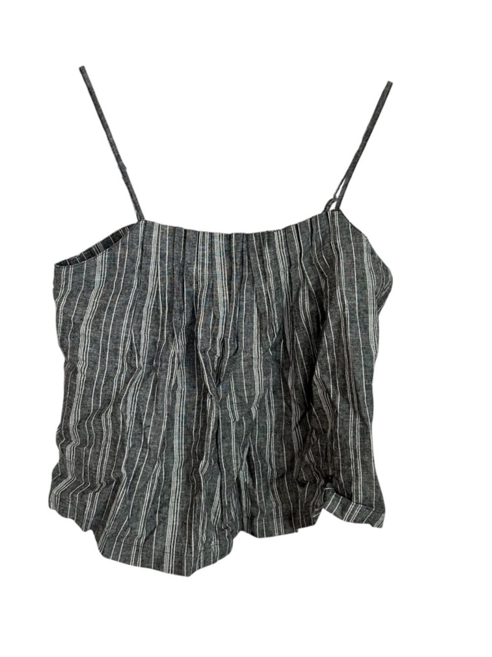 OuterKnown Women's Linen Blend Tides Tank Gray with White Stripes Sz S NWT
